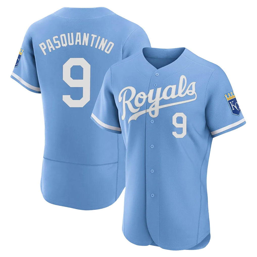 Elroe KC.Royals #9 Vinnie Pasquantino Player Light Blue Alt Limited Elite Home Stitched Jerseys