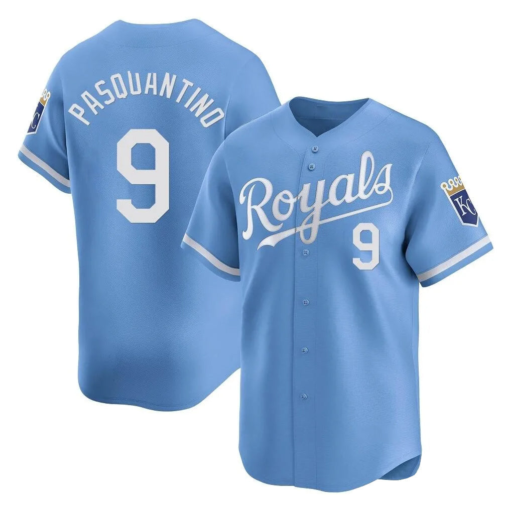 Elroe KC.Royals #9 Vinnie Pasquantino Player Light Blue Alt Limited Home Stitched Jerseys