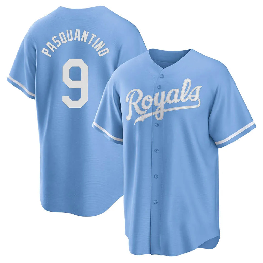 Elroe KC.Royals #9 Vinnie Pasquantino Player Light Blue Home Game Stitched Jerseys