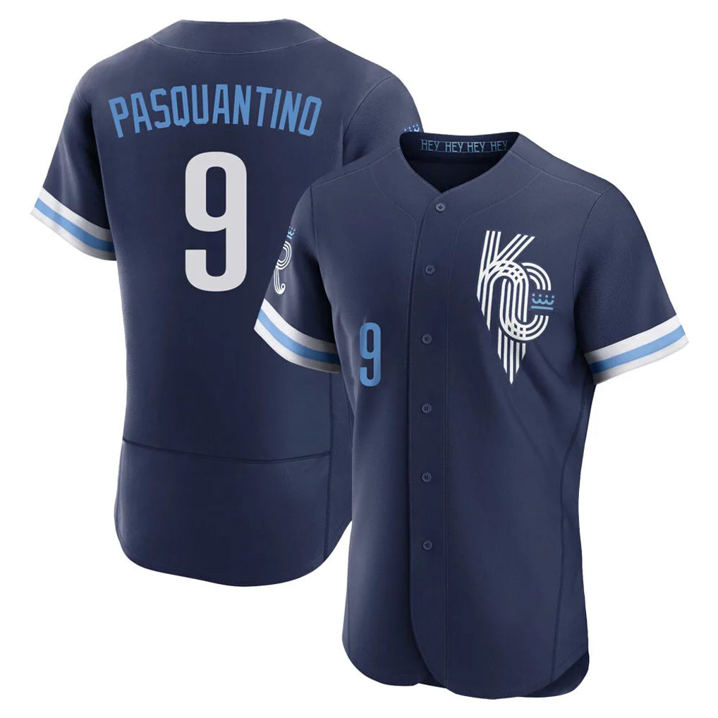 Elroe KC.Royals #9 Vinnie Pasquantino Player Navy City Connect Limited Elite Home Stitched Jerseys