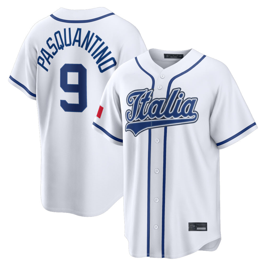 Elroe KC.Royals #9 Vinnie Pasquantino Player White Italy 2026 WBC Classic Home Stitched Jerseys