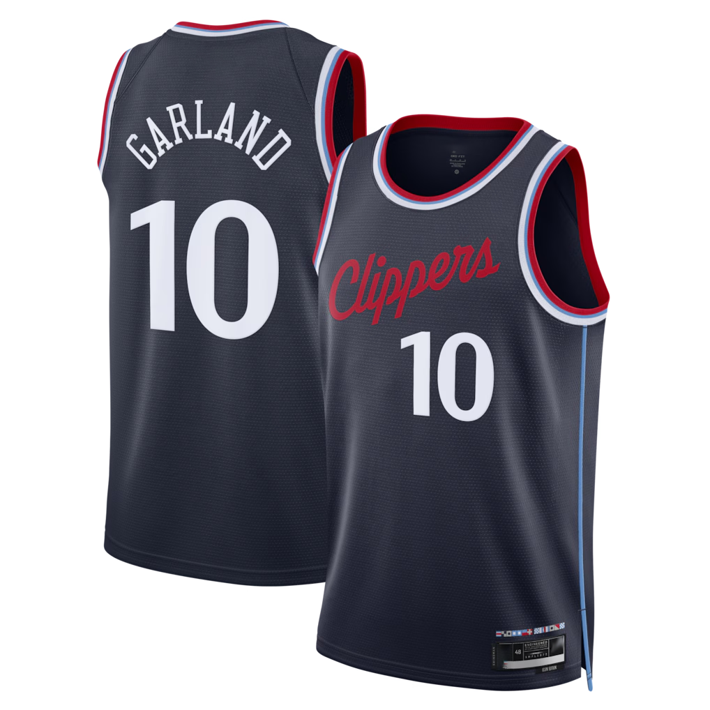 Elroe LA.Clippers #10 Darius Garland Navy Swingman Stitched Jerseys- Icon Edition