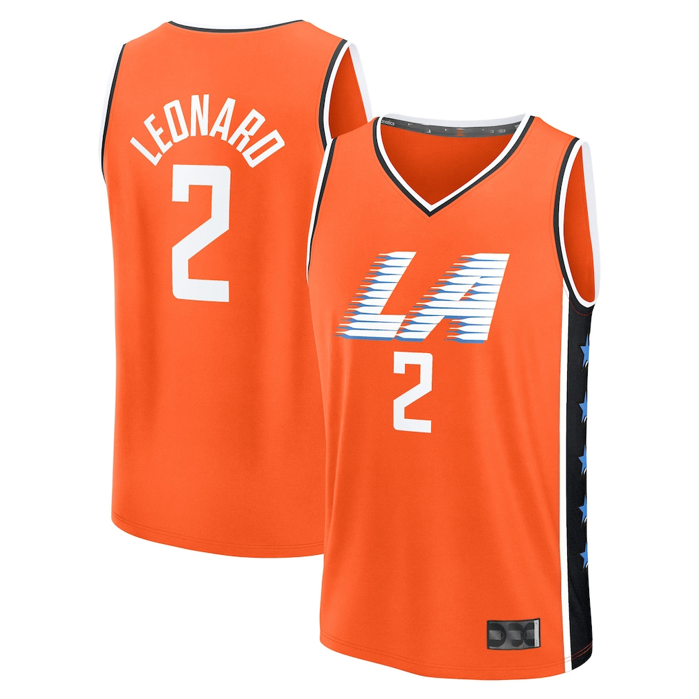 Elroe LA.Clippers #2 Kawhi Leonard Orange 2025-2026 City Edition Fast Break Stitched Jerseys