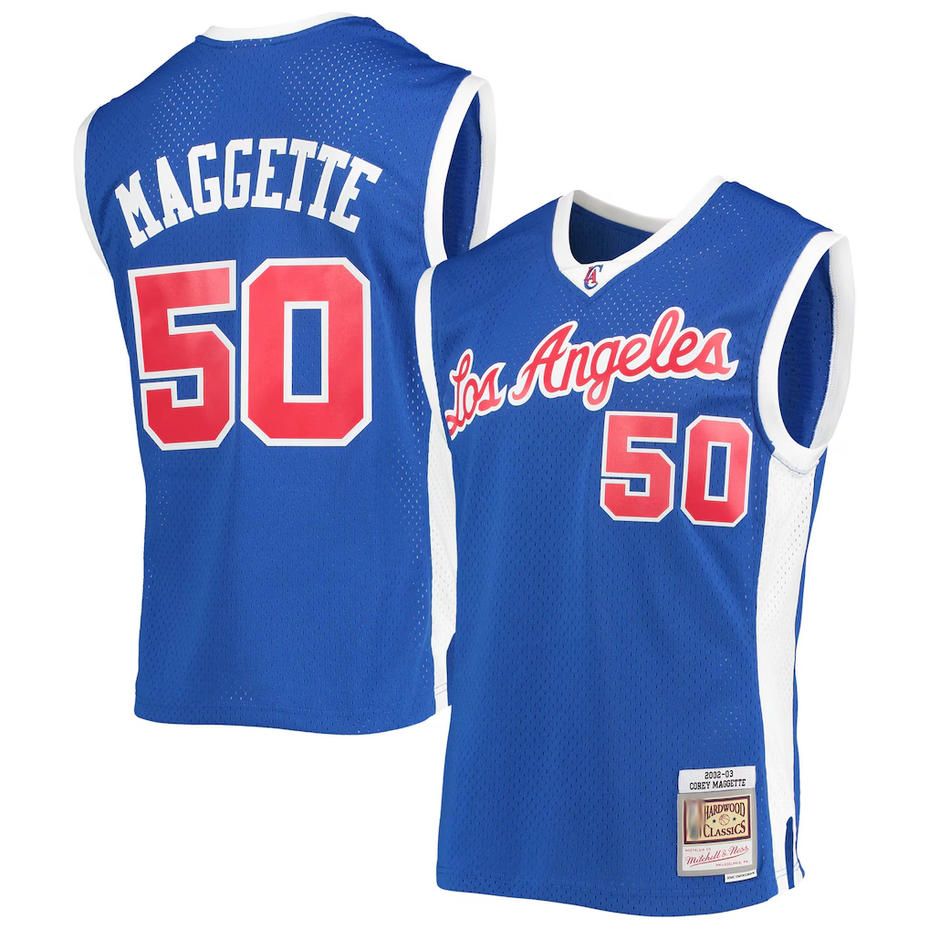 Elroe LA.Clippers #50 Corey Maggette Mitchell & Ness Royal 2002-2003 Hardwood Classics Swingman Stitched Jerseys