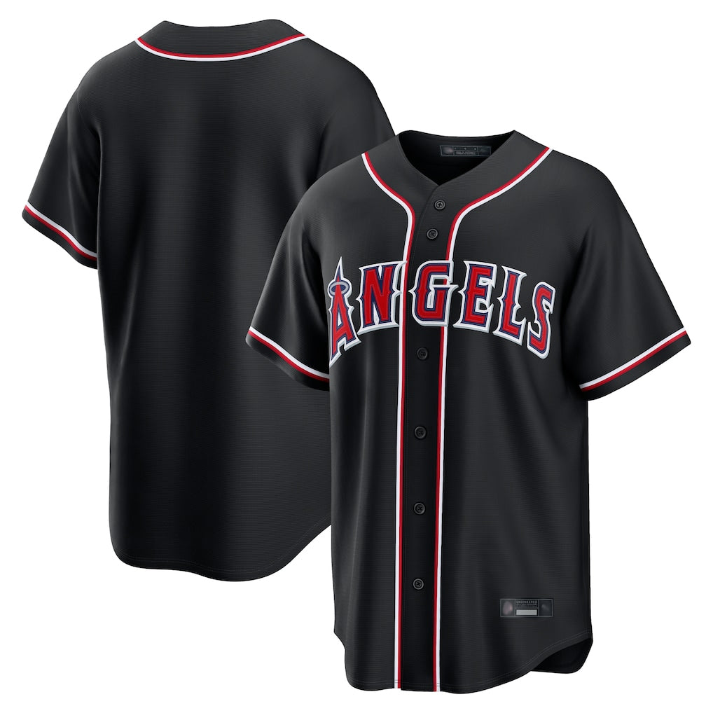 Elroe LA.Angels Black Fashion Out Home Game Blank Player Stitched Jerseys