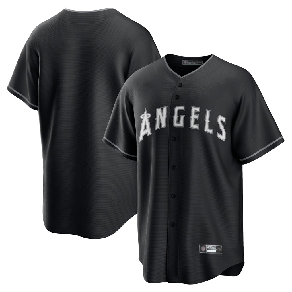 Elroe LA.Angels Black Lights Out Fashion T-shirt Blank Player Stitched Jerseys