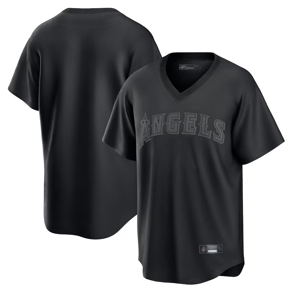 Elroe LA.Angels Black Pitch Fashion Blank Player T-shirt Stitched Jerseys