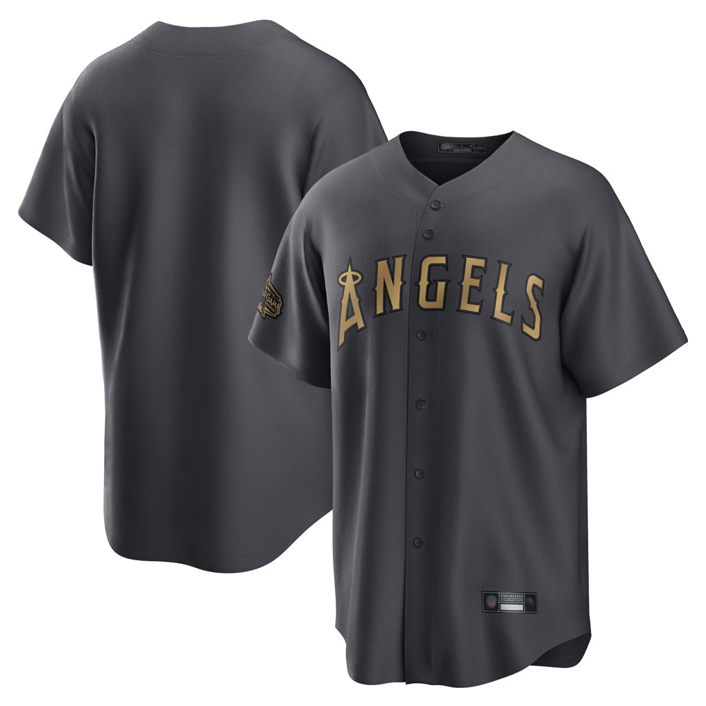 Elroe LA.Angels Charcoal Game All-Star Blank Player Stitched Jerseys