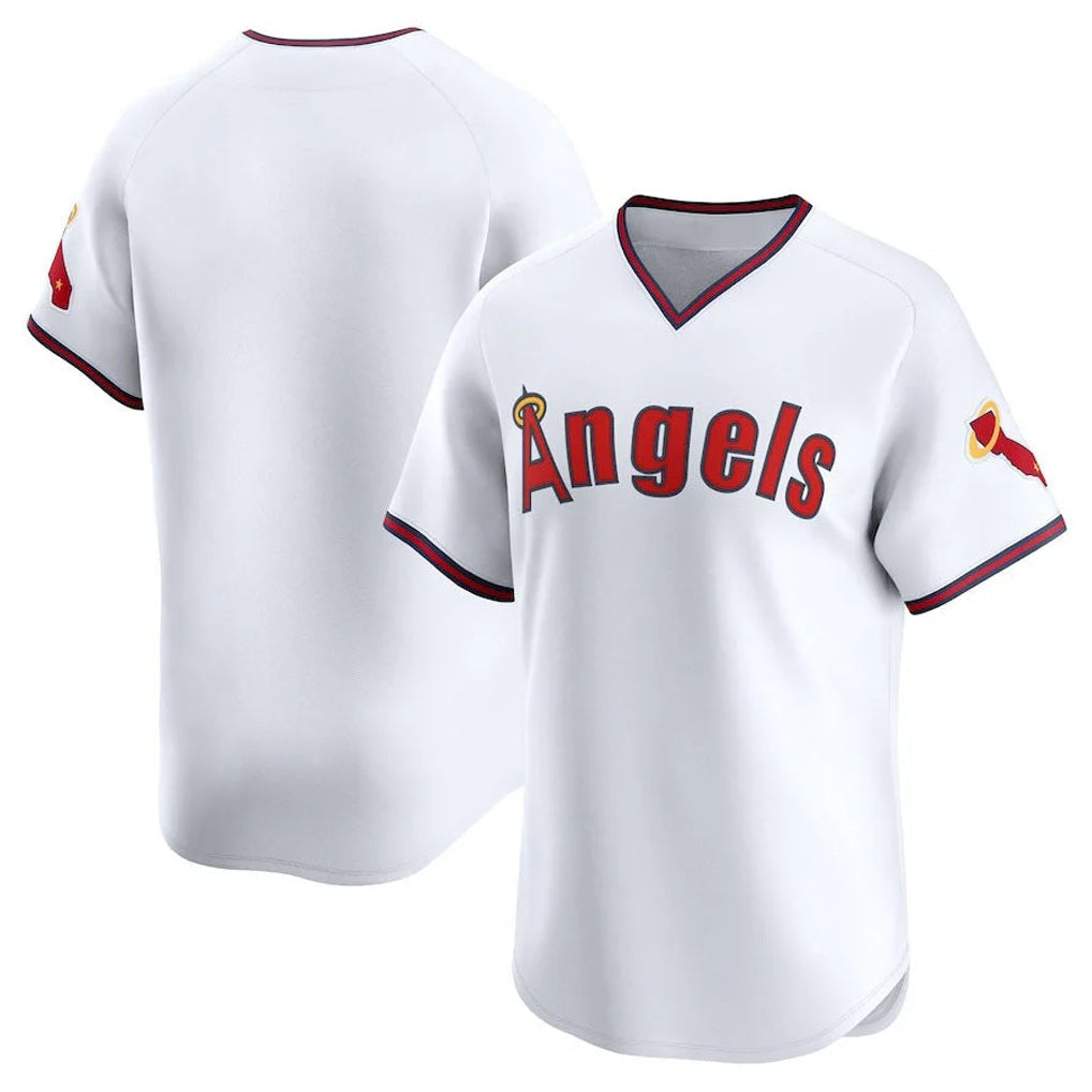 Elroe LA.Angels White T-shirt Home Limited Blank Player Stitched Jerseys