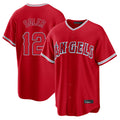 Elroe LA.Angels #12 Jorge Soler Player Red Home Game Stitched Jerseys