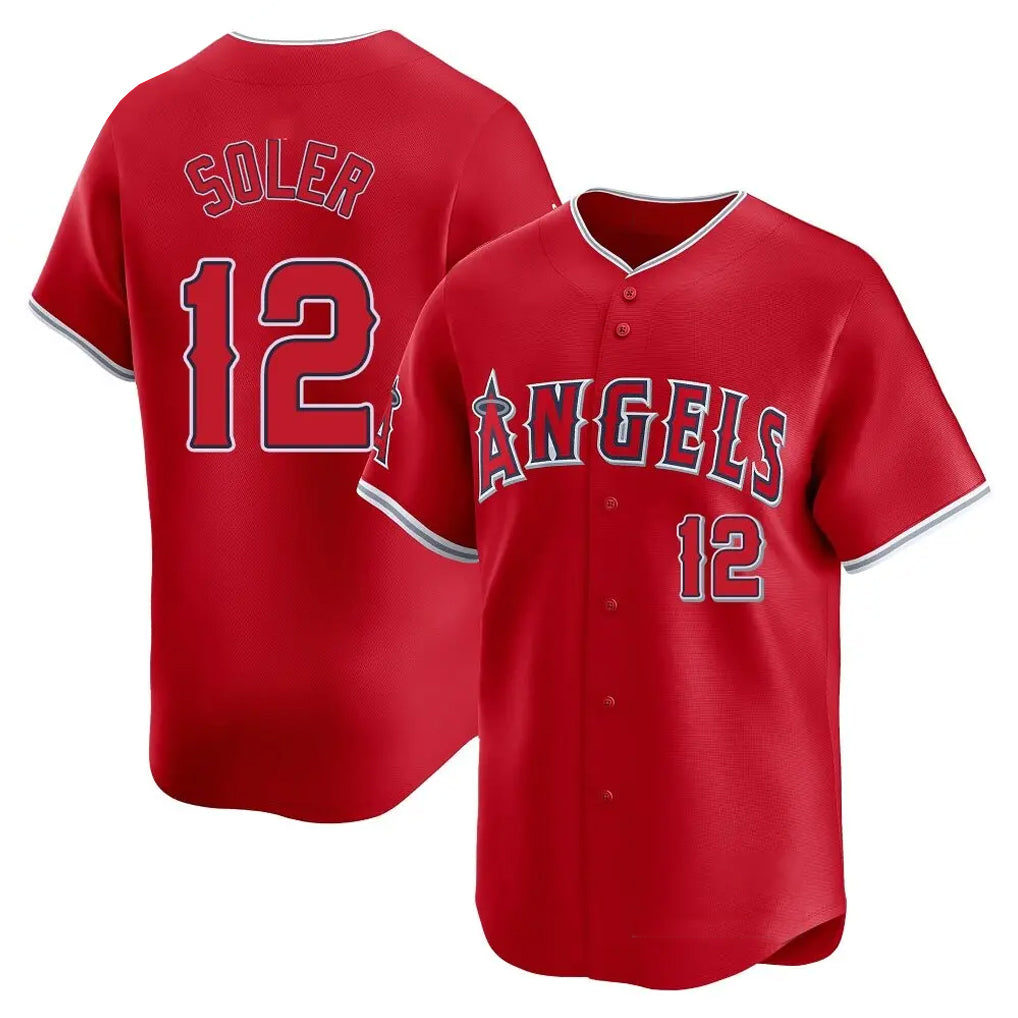 Elroe LA.Angels #12 Jorge Soler Player Red Home Limited Stitched Jerseys