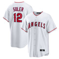 Elroe LA.Angels #12 Jorge Soler Player White Home Game Stitched Jerseys