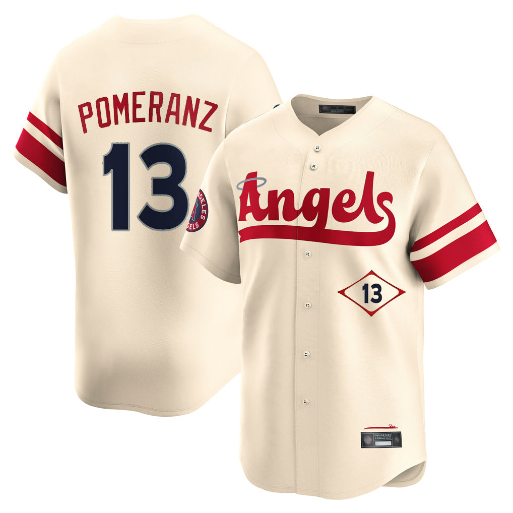 Elroe LA.Angels #13 Drew Pomeranz Player Cream City Connect Limited Home Stitched Jerseys