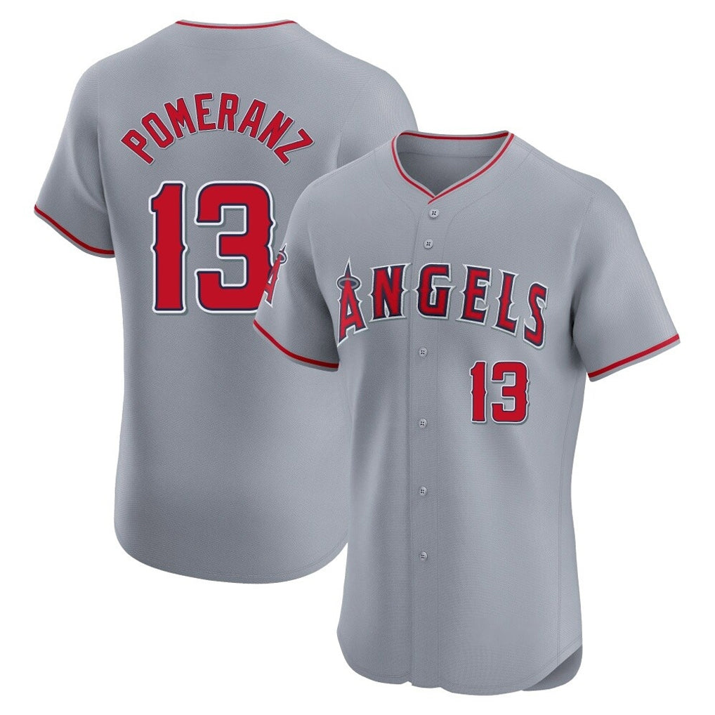 Elroe LA.Angels #13 Drew Pomeranz Player Gray Home Limited Elite Stitched Jerseys