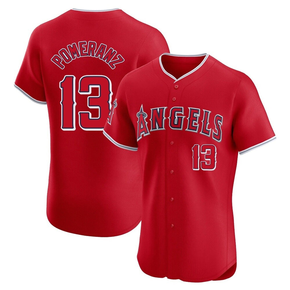 Elroe LA.Angels #13 Drew Pomeranz Player Red Home Limited Elite Stitched Jerseys