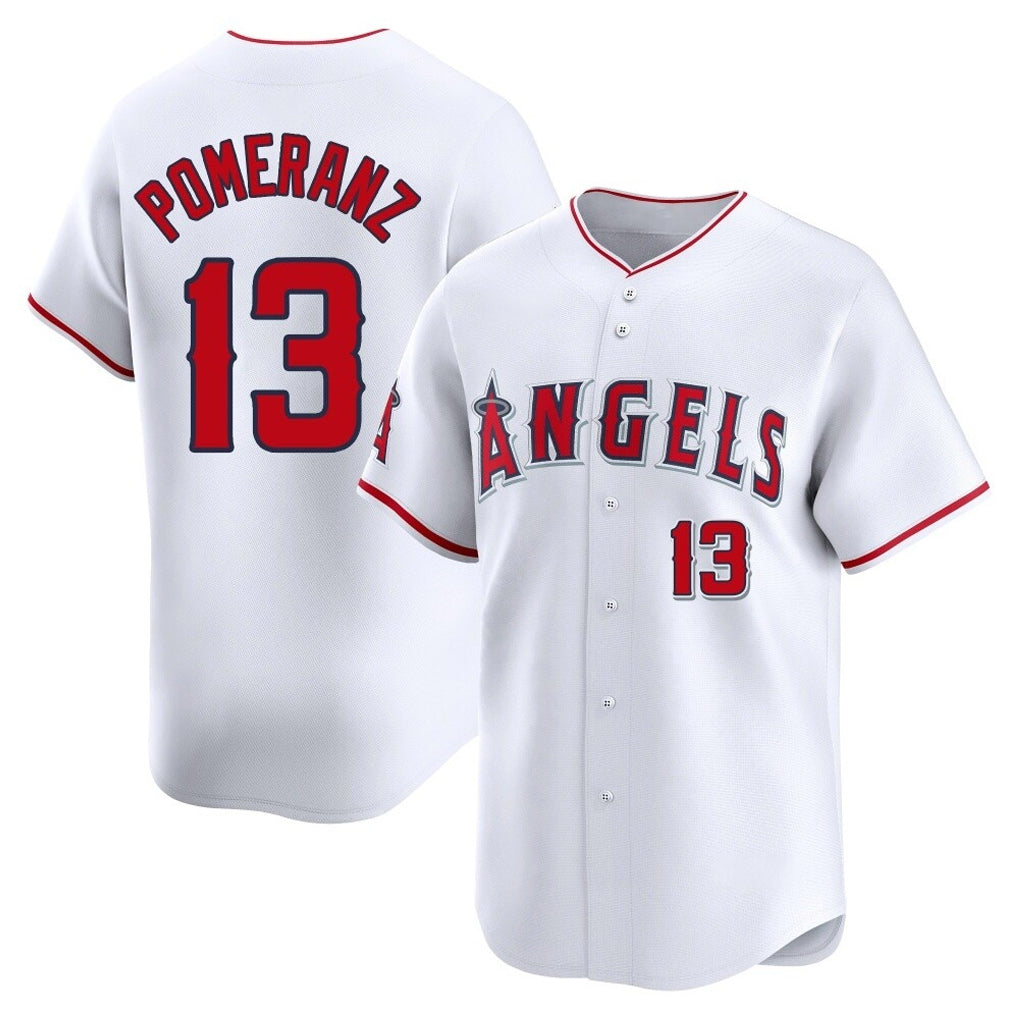 Elroe LA.Angels #13 Drew Pomeranz Player White Limited Home Stitched Jerseys