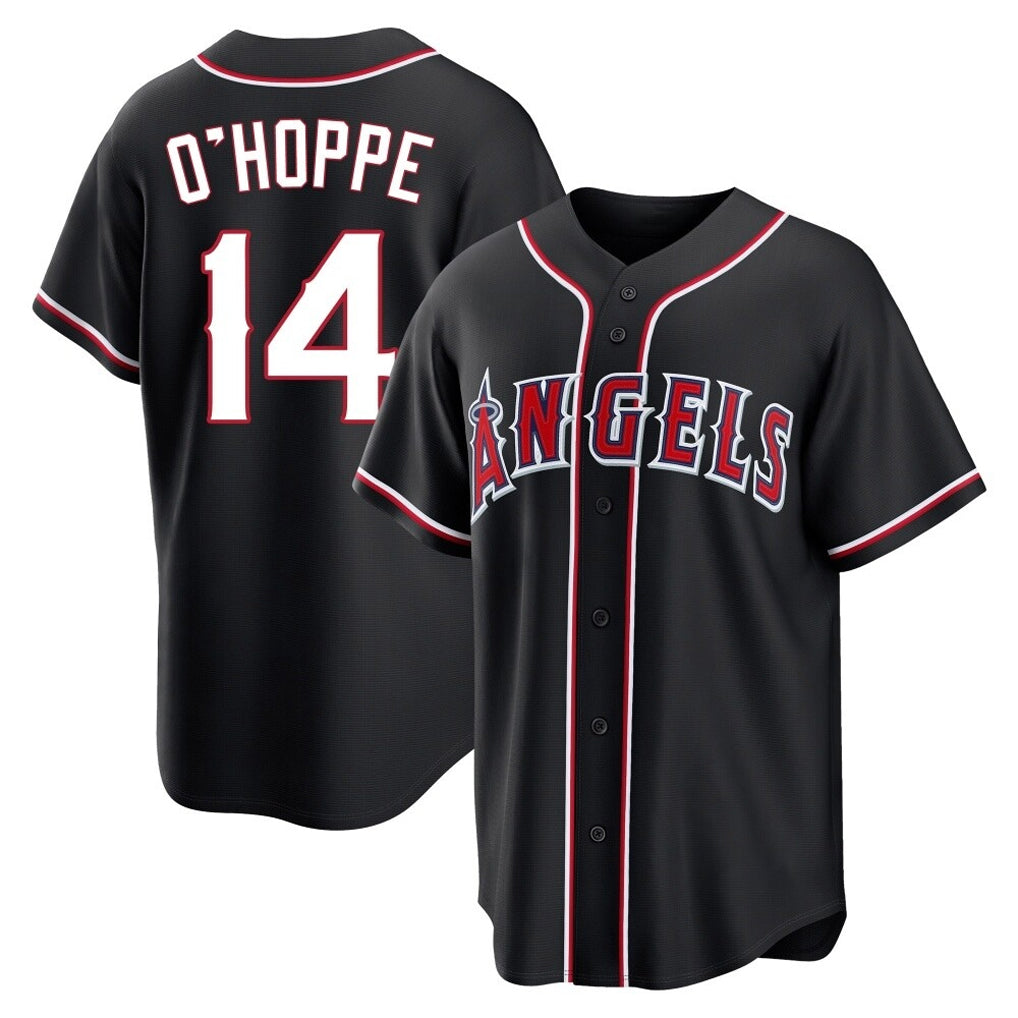 Elroe LA.Angels #14 Logan O'Hoppe Player Black Fashion Out Home Game Stitched Jerseys