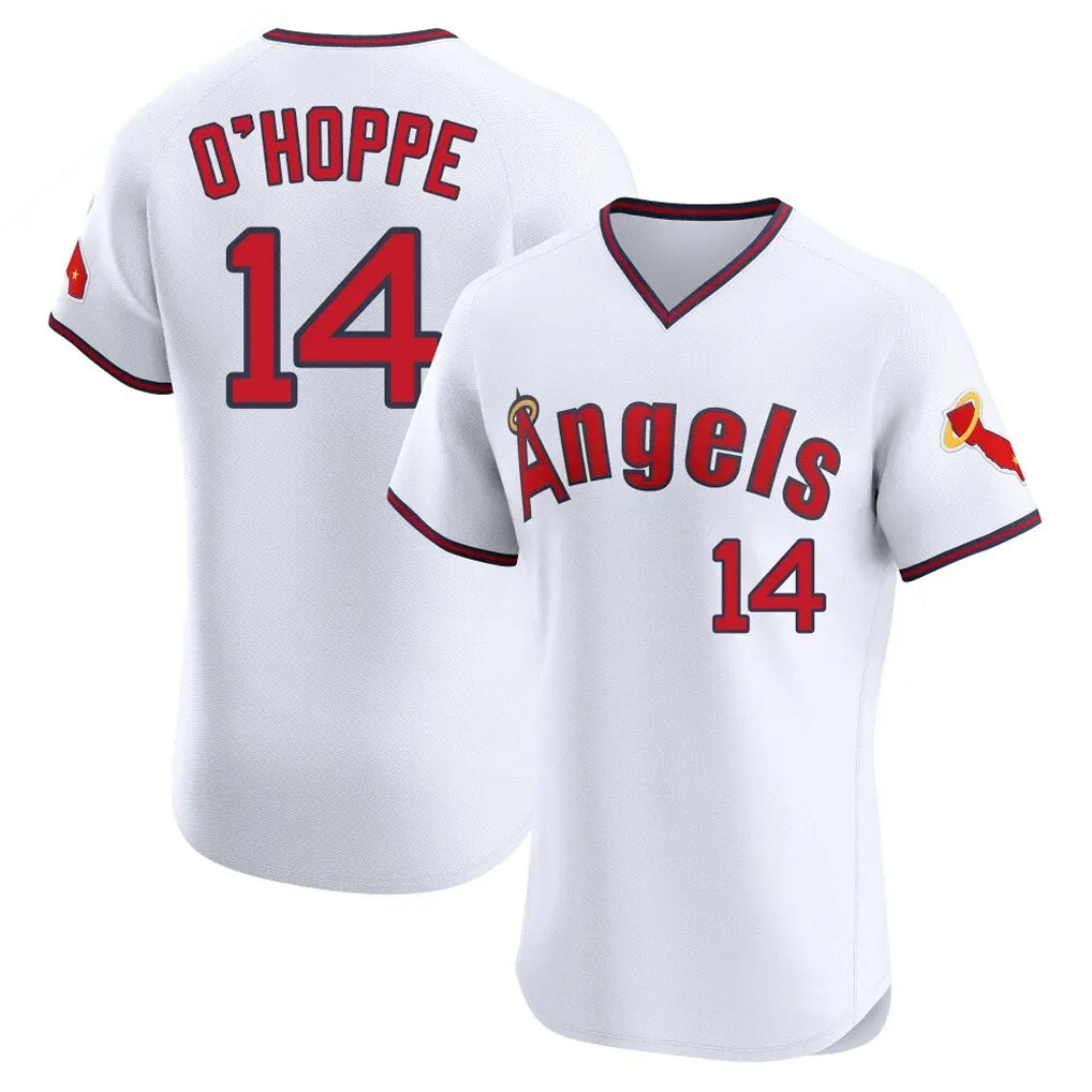 Elroe LA.Angels #14 Logan O'Hoppe Player White T-shirt Home Limited Elite Stitched Jerseys