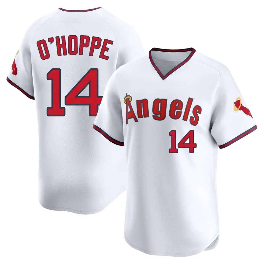 Elroe LA.Angels #14 Logan O'Hoppe Player White T-shirt Home Limited Stitched Jerseys
