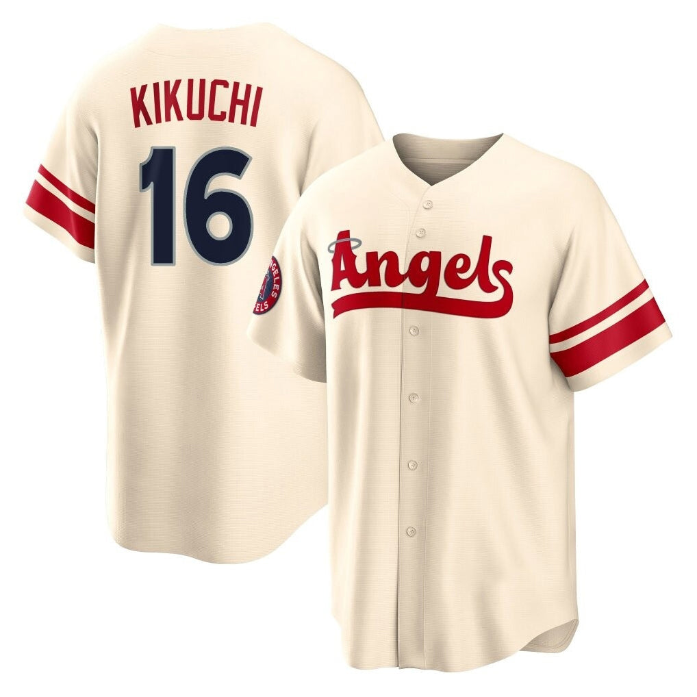Elroe LA.Angels #16 Yusei Kikuchi Player Cream City Connect Home Stitched Jerseys