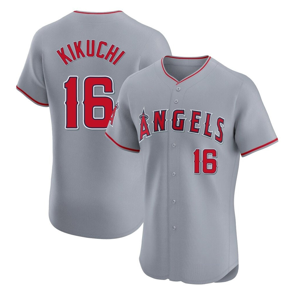 Elroe LA.Angels #16 Yusei Kikuchi Player Gray Home Limited Elite Stitched Jerseys