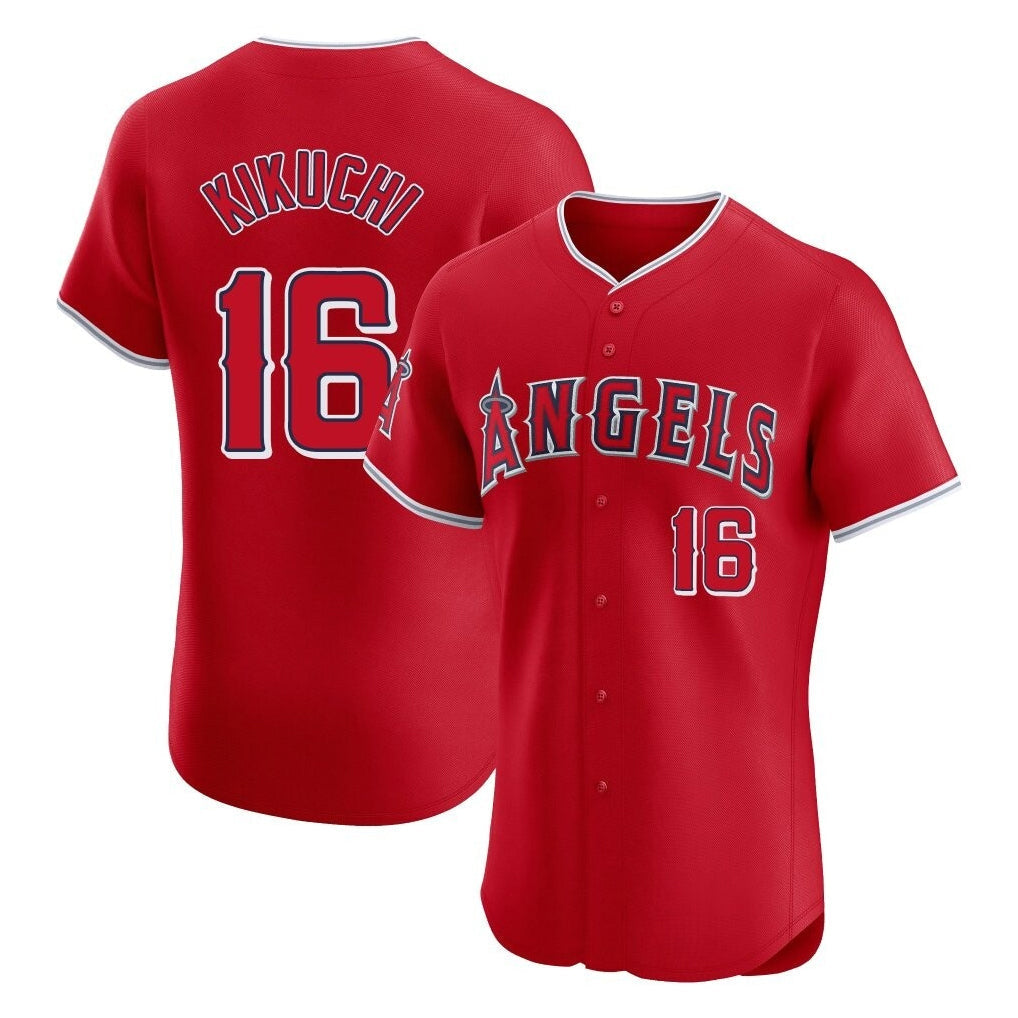 Elroe LA.Angels #16 Yusei Kikuchi Player Red Home Limited Elite Stitched Jerseys