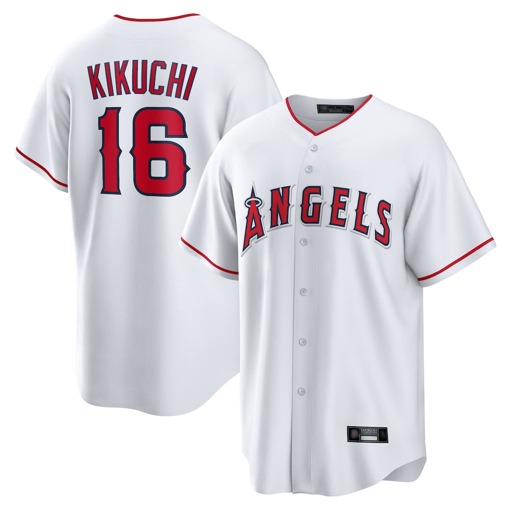 Elroe LA.Angels #16 Yusei Kikuchi Player White Home Game Stitched Jerseys