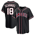 Elroe LA.Angels #18 Nolan Schanuel Player Black Fashion Out Home Game Stitched Jerseys