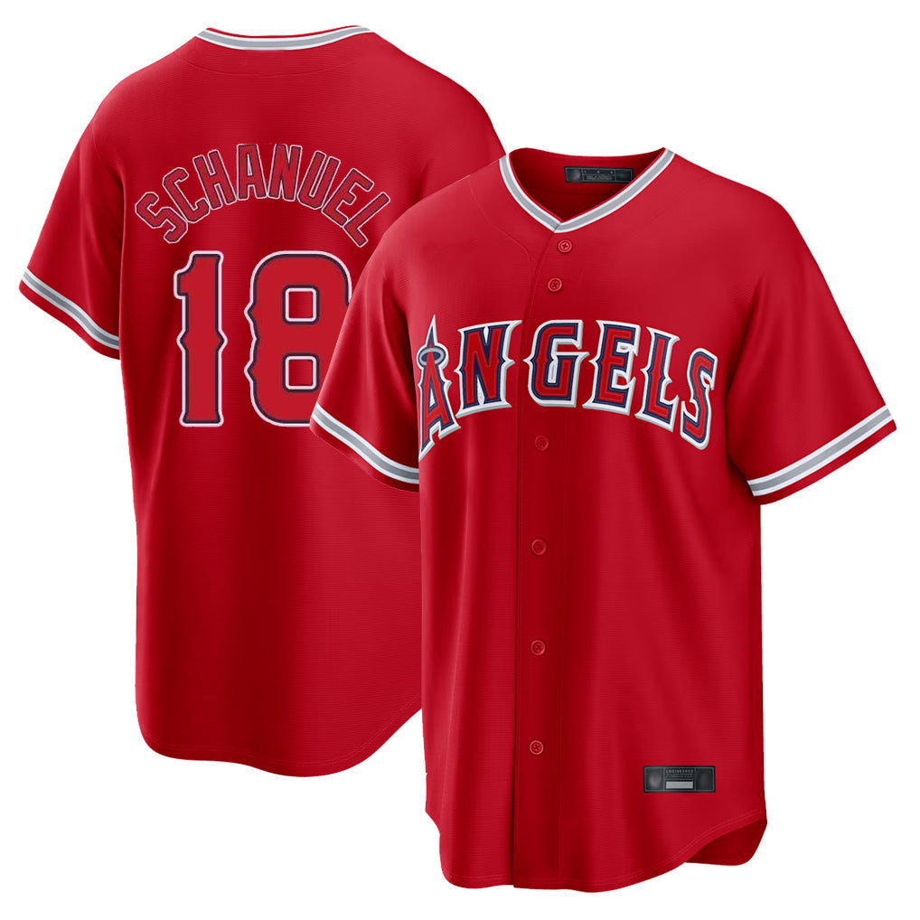Elroe LA.Angels #18 Nolan Schanuel Player Red Home Game Stitched Jerseys