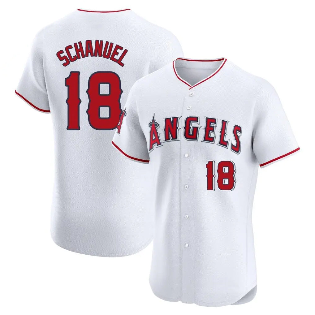 Elroe LA.Angels #18 Nolan Schanuel Player White Limited Elite Stitched Home Jerseys