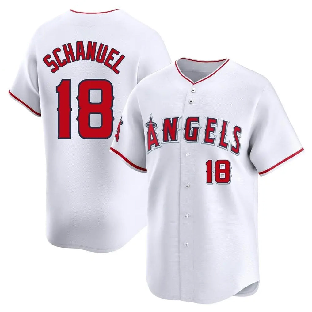 Elroe LA.Angels #18 Nolan Schanuel Player White Limited Home Stitched Jerseys
