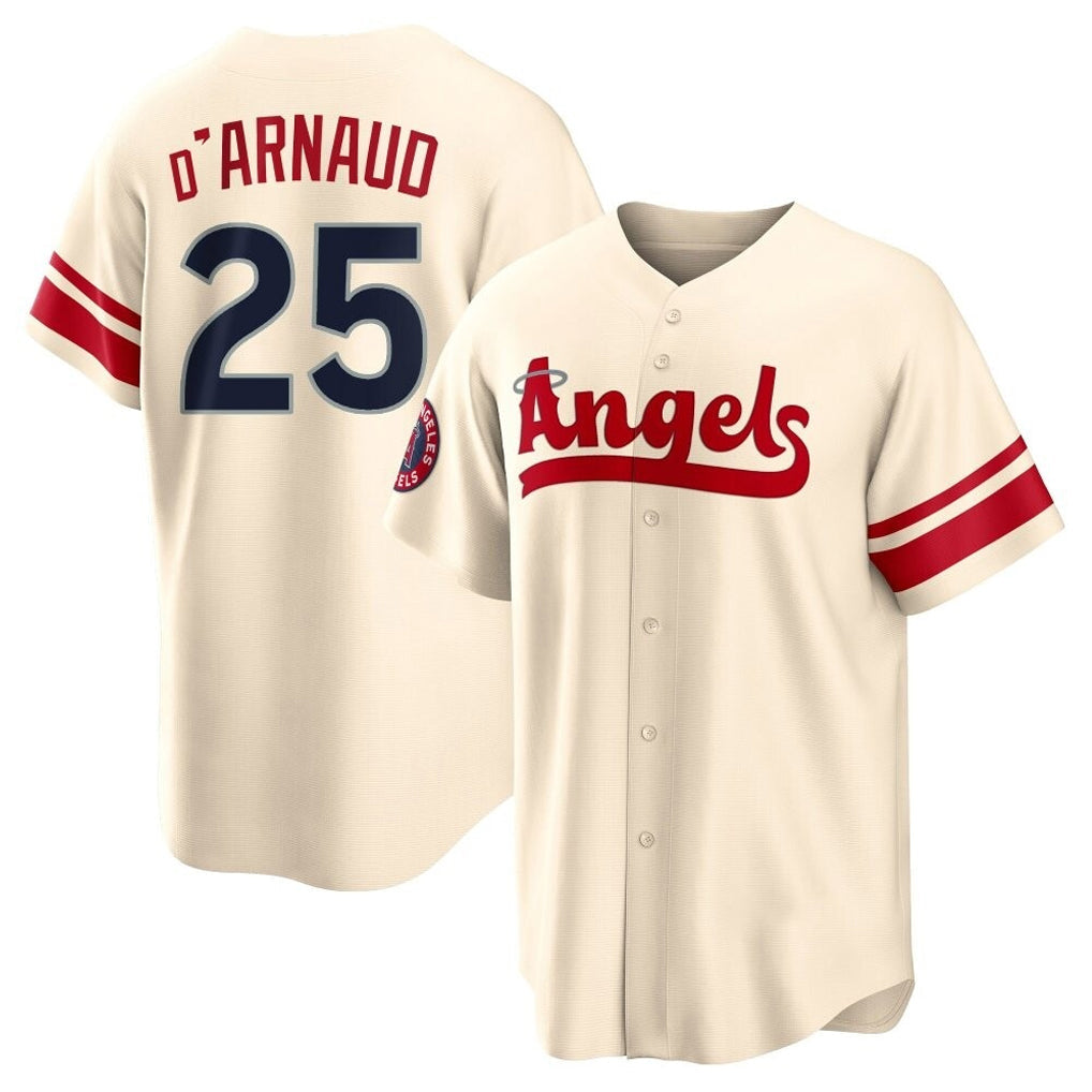 Elroe LA.Angels #25 Travis d'Arnaud Player Cream City Connect Home Stitched Jerseys
