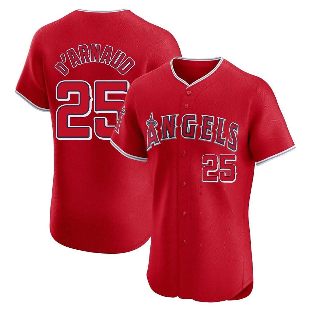 Elroe LA.Angels #25 Travis d'Arnaud Player Red Home Limited Elite Stitched Jerseys
