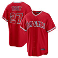 Elroe LA.Angels #27 Mike Trout Player Red Home Game Stitched Jerseys
