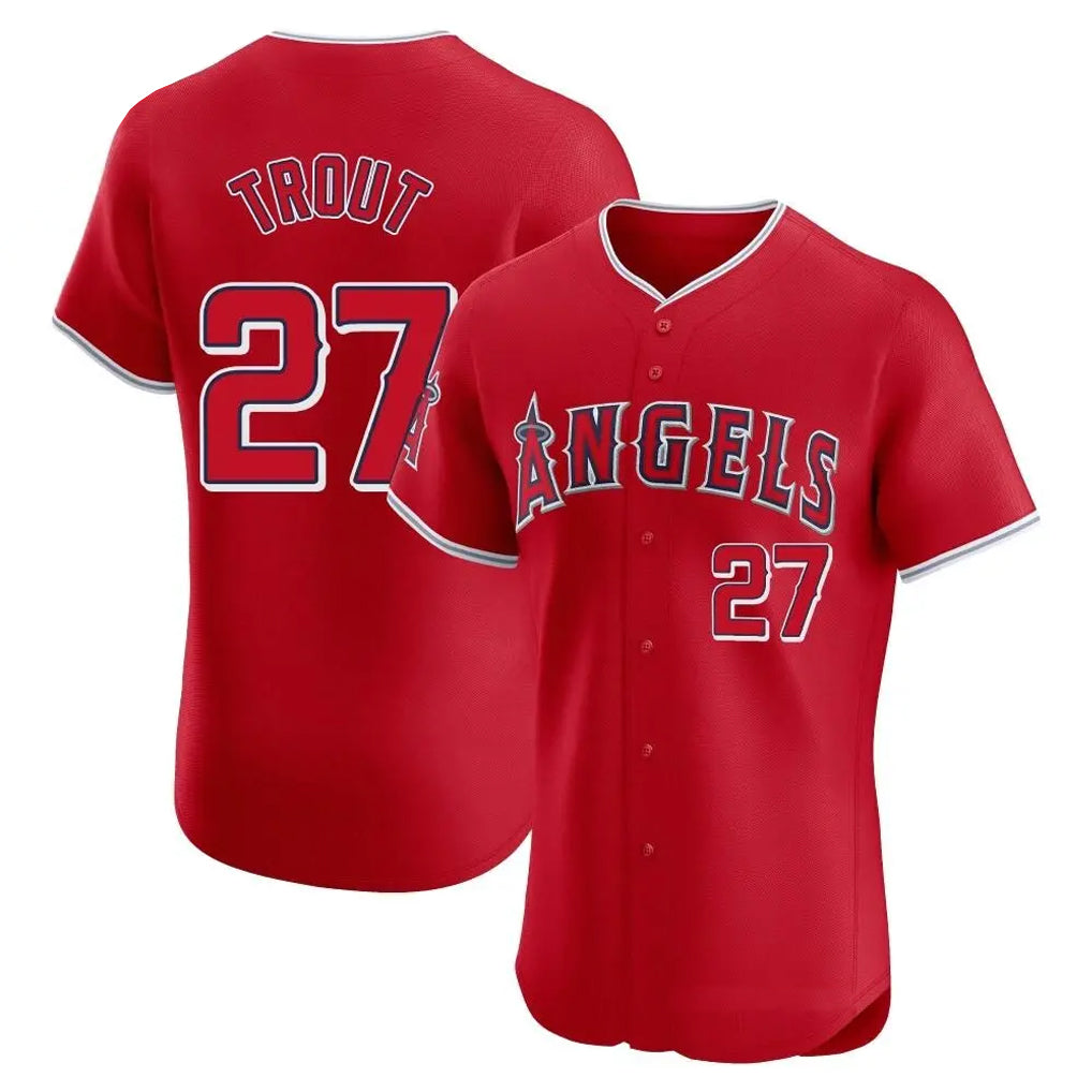 Elroe LA.Angels #27 Mike Trout Player Red Home Limited Elite Stitched Jerseys