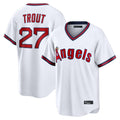 Elroe LA.Angels #27 Mike Trout Player White T-shirt Home Game Stitched Jerseys