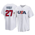 Elroe LA.Angels #27 Mike Trout Player White USA World Classic Game Home Stitched Jerseys