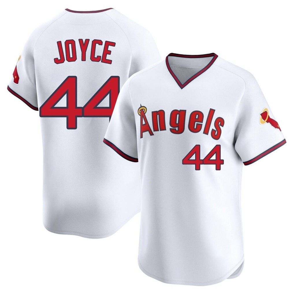 Elroe LA.Angels #44 Ben Joyce Player White T-shirt Home Limited Stitched Jerseys