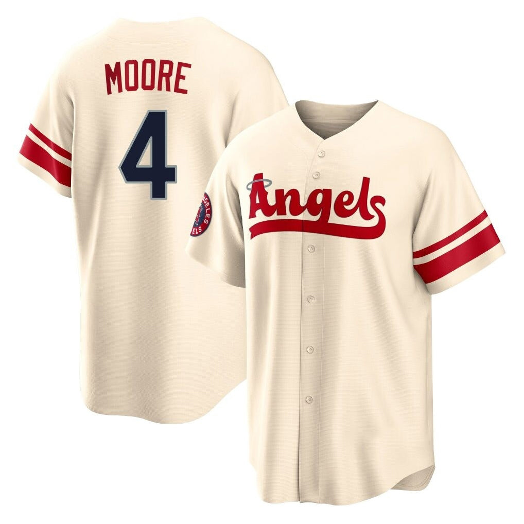 Elroe LA.Angels #4 Christian Moore Player Cream City Connect Home Stitched Jerseys