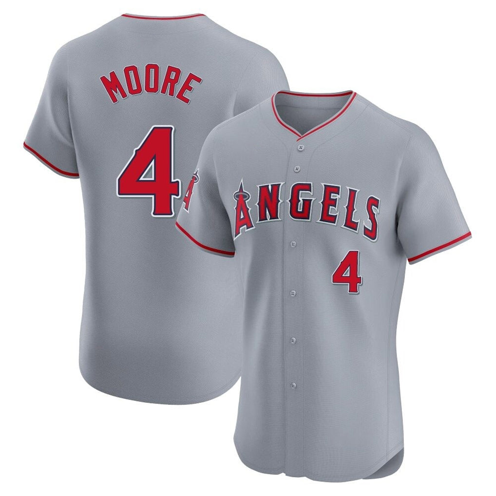 Elroe LA.Angels #4 Christian Moore Player Gray Home Limited Elite Stitched Jerseys
