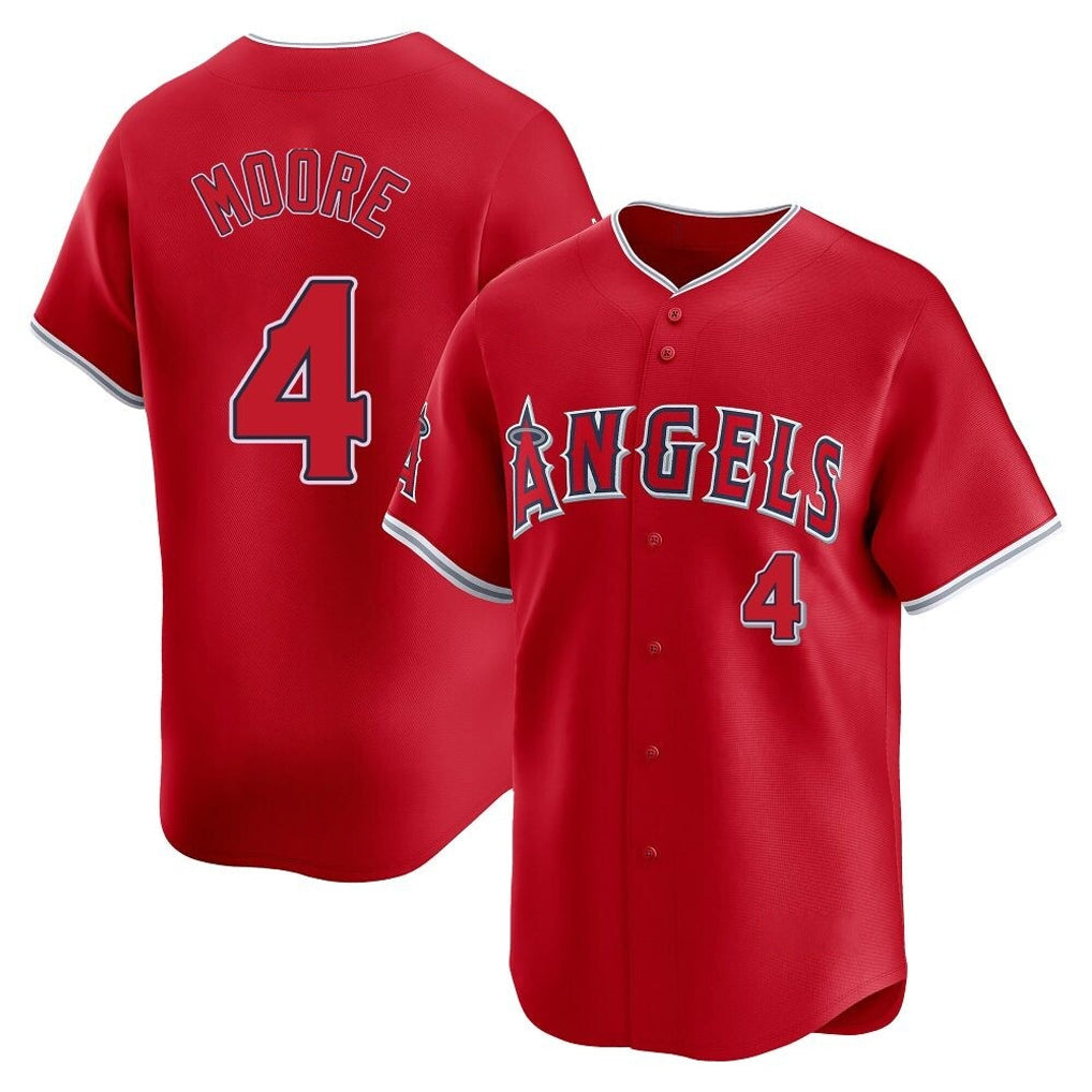 Elroe LA.Angels #4 Christian Moore Player Red Home Limited Stitched Jerseys