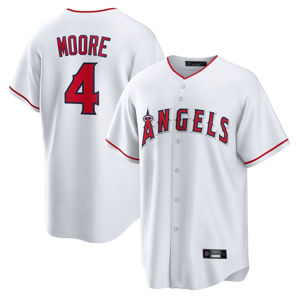 Elroe LA.Angels #4 Christian Moore Player White Home Game Stitched Jerseys