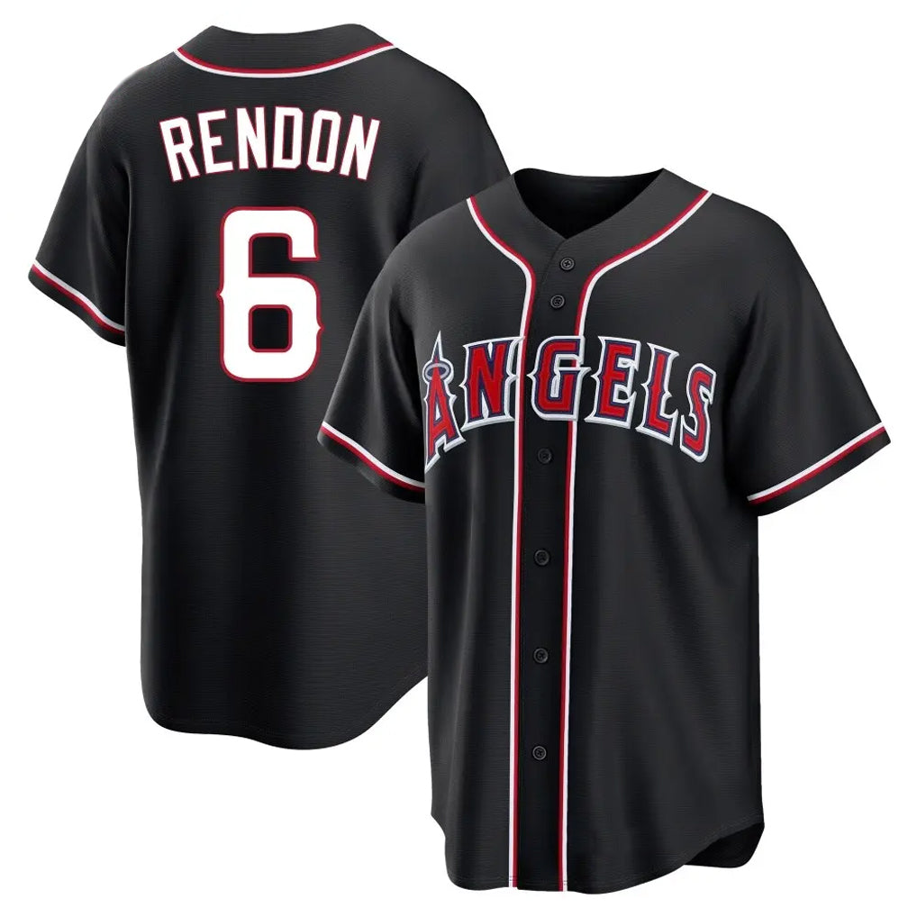 Elroe LA.Angels #6 Anthony Rendon Player Black Fashion Out Home Game Stitched Jerseys