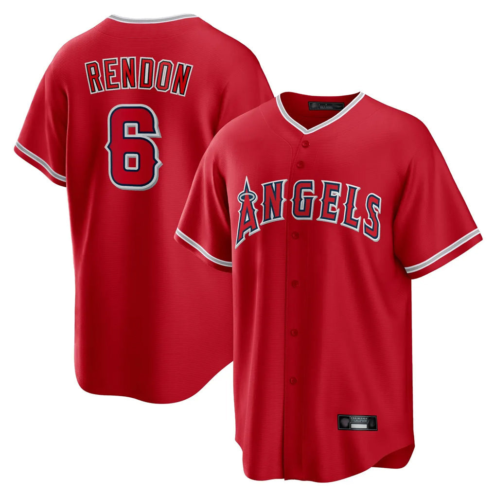 Elroe LA.Angels #6 Anthony Rendon Player Red Home Game Stitched Jerseys
