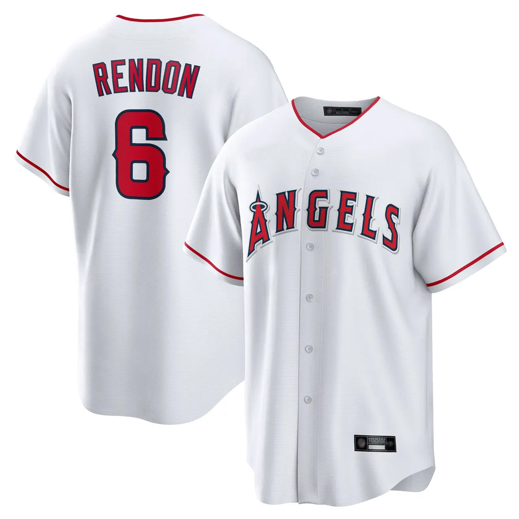 Elroe LA.Angels #6 Anthony Rendon Player White Home Game Stitched Jerseys