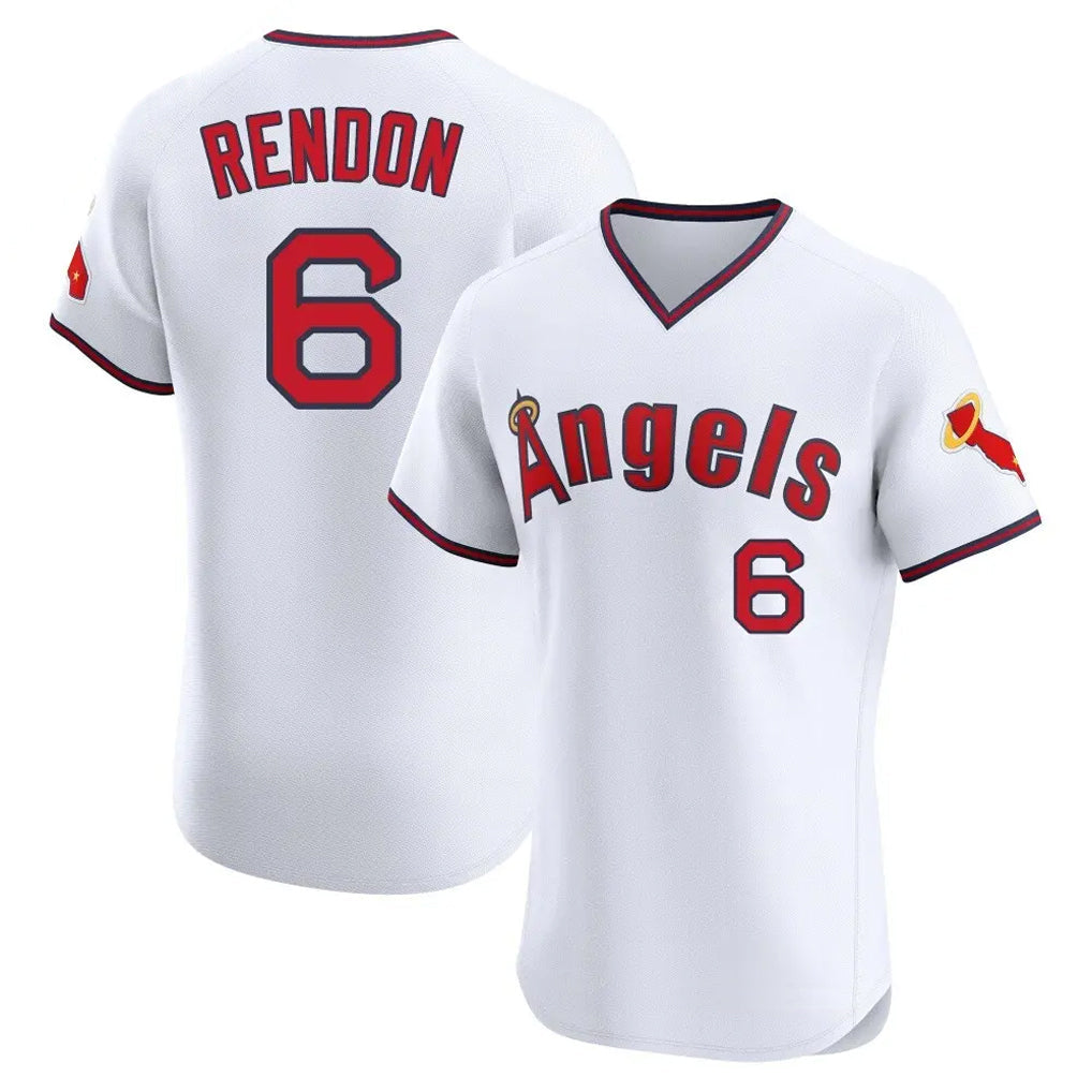Elroe LA.Angels #6 Anthony Rendon Player White T-shirt Home Limited Elite Stitched Jerseys