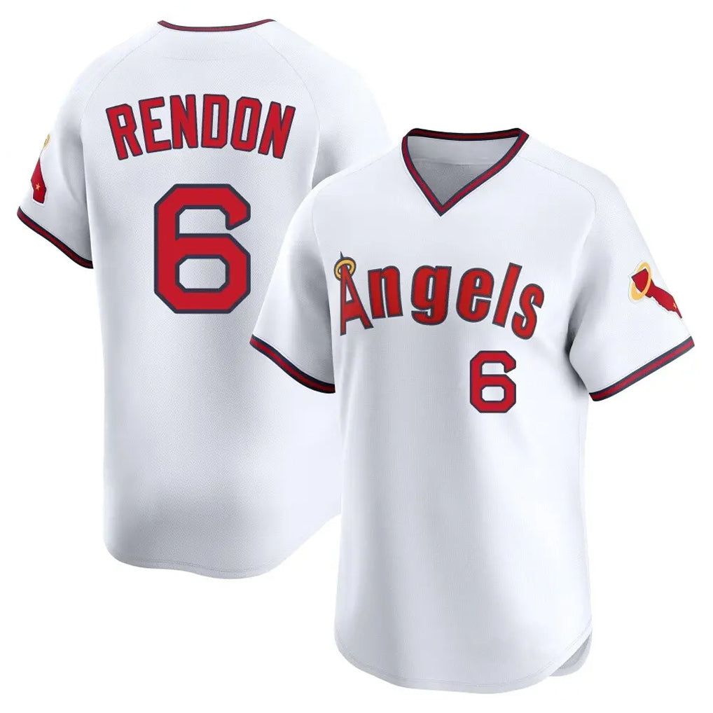 Elroe LA.Angels #6 Anthony Rendon Player White T-shirt Home Limited Stitched Jerseys