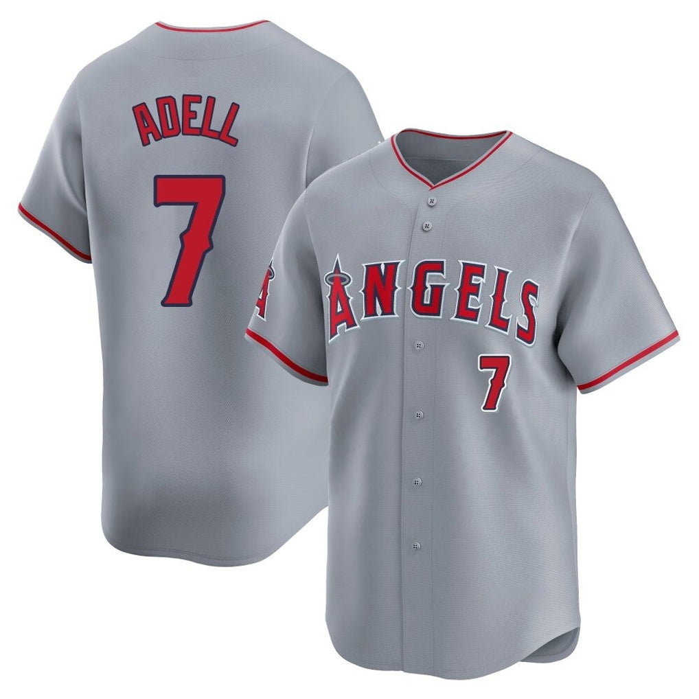 Elroe LA.Angels #7 Jo Adell Player Gray Home Limited Stitched Jerseys