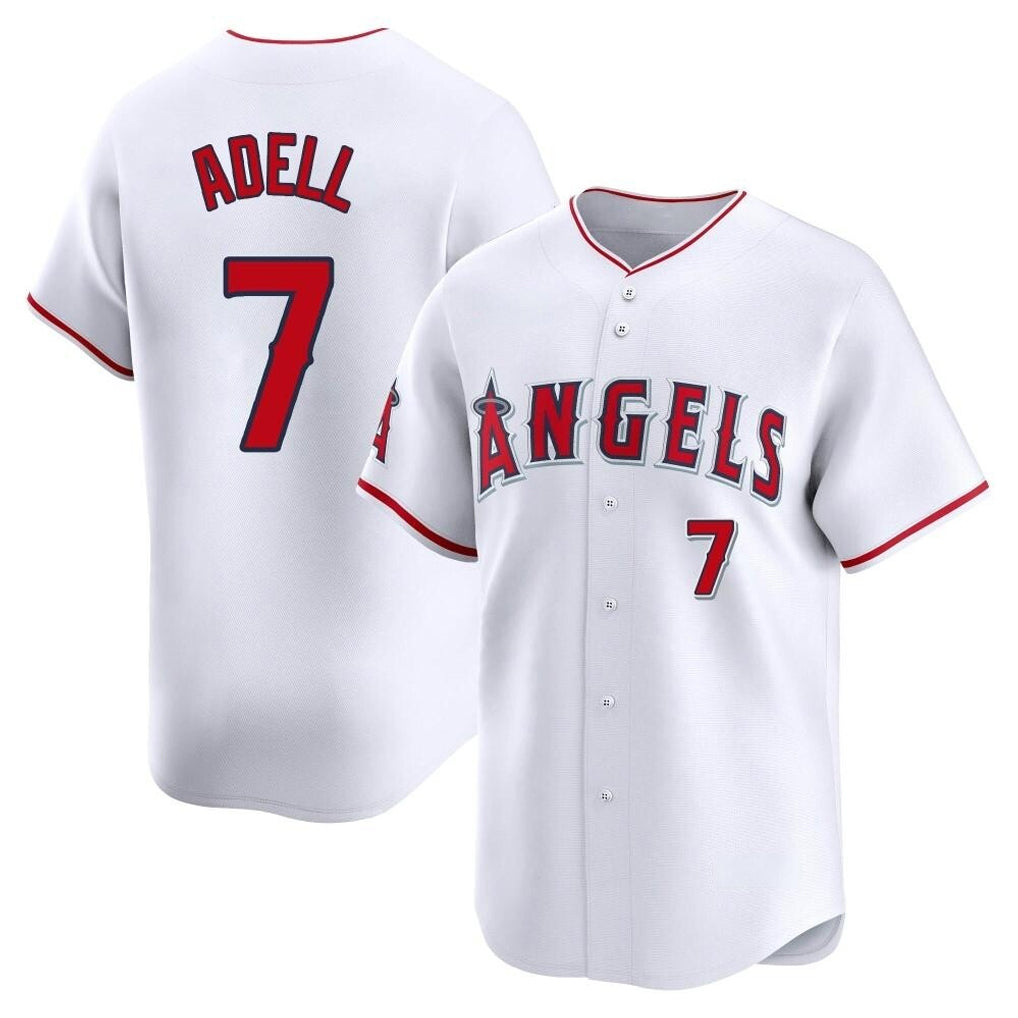 Elroe LA.Angels #7 Jo Adell Player White Limited Home Stitched Jerseys