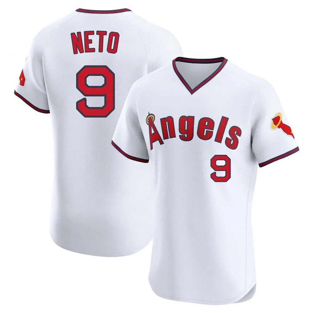 Elroe LA.Angels #9 Zach Neto Player White T-shirt Home Limited Elite Stitched Jerseys